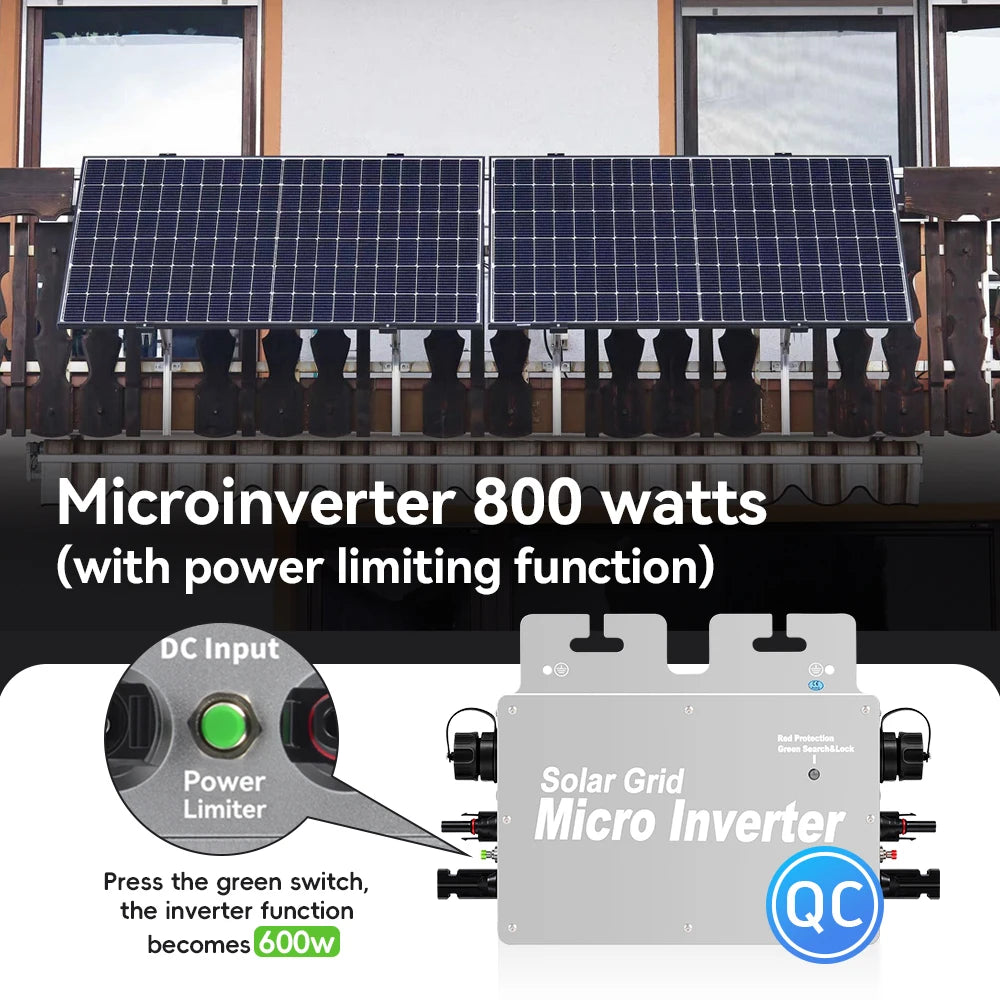 800W & 600W Smart Solar Micro Inverter Power Limiter with Wifi Communication Single & Three Phase Output Grid Tie Microinverter