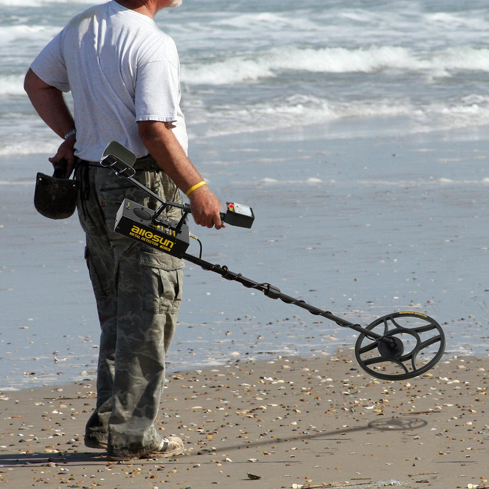 ALLOSUN Underground Metal Gold Detector - Water Proof With Adjustable Length Adults, Search Coil&LCD Display