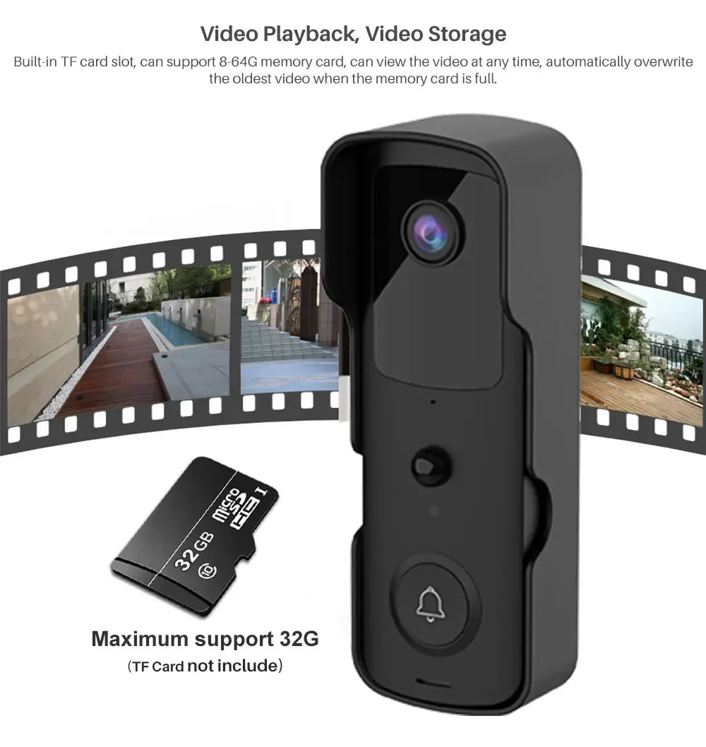 1080P Video Doorbell Camera Tuya Smart WiFi Video Doorbell Amason Alexa IP Camera Two-Way Audio Wireless Home Intercom Door Bell