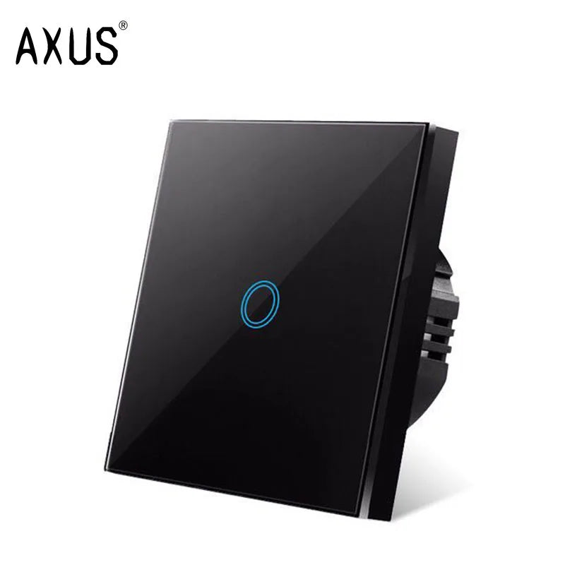 AXUS EU Touch Switch AC100-240V Led backlight Panel Tempered Crystal Glass wall Light sensory Switches 1/2/3 Gang Interruttore