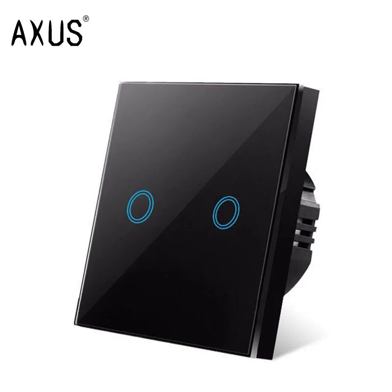 AXUS EU Touch Switch AC100-240V Led backlight Panel Tempered Crystal Glass wall Light sensory Switches 1/2/3 Gang Interruttore