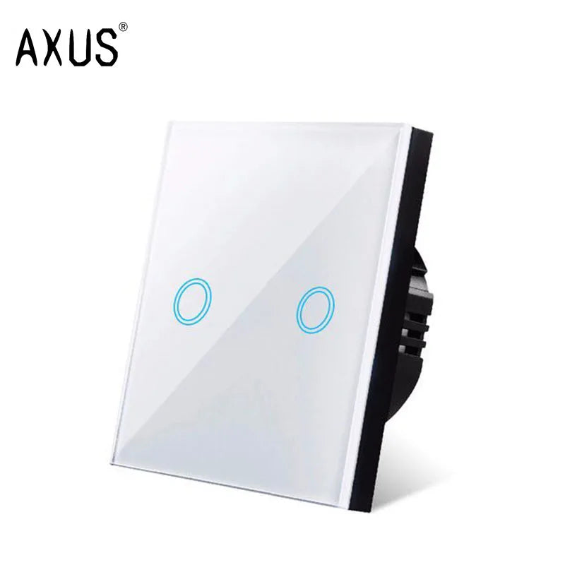 AXUS EU Touch Switch AC100-240V Led backlight Panel Tempered Crystal Glass wall Light sensory Switches 1/2/3 Gang Interruttore