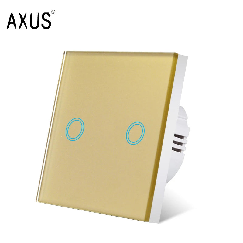 AXUS EU Touch Switch AC100-240V Led backlight Panel Tempered Crystal Glass wall Light sensory Switches 1/2/3 Gang Interruttore