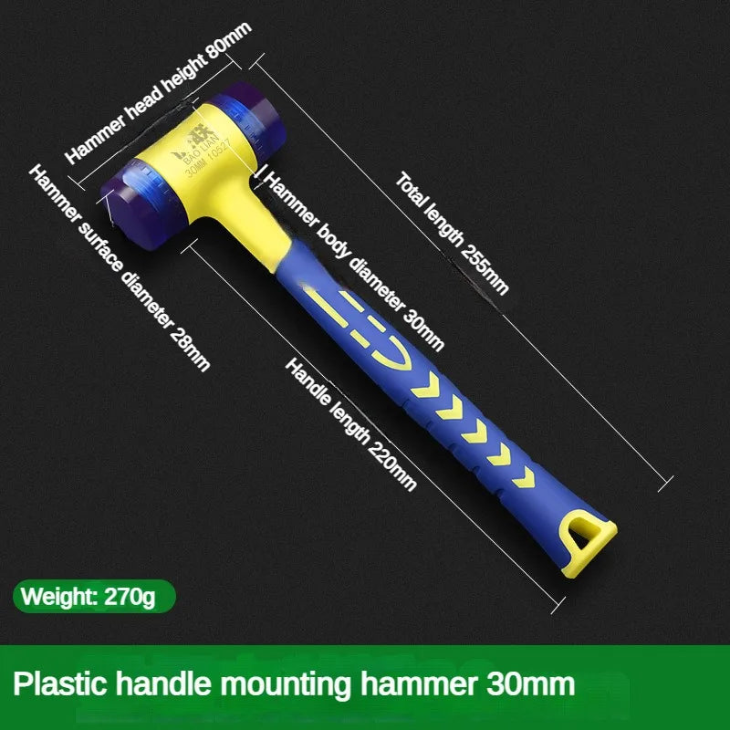 1 double headed installation hammer, 25mm to 45mm rubber hammer with rubber handle, detachable insulated installation hammer