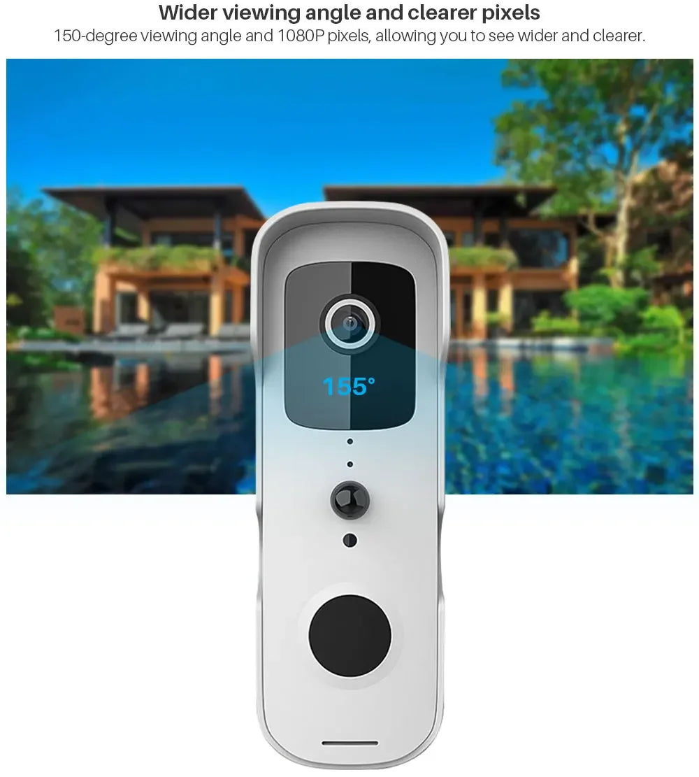 1080P Video Doorbell Camera Tuya Smart WiFi Video Doorbell Amason Alexa IP Camera Two-Way Audio Wireless Home Intercom Door Bell