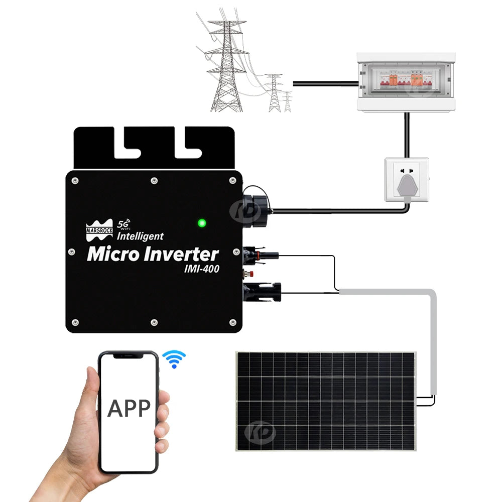 400W MPPT Grid Tie Micro Solar Inverter 220V 22-50VDC Pure Sine Wave MIcro-inverter With WiFi For Solar Panel PV Power System