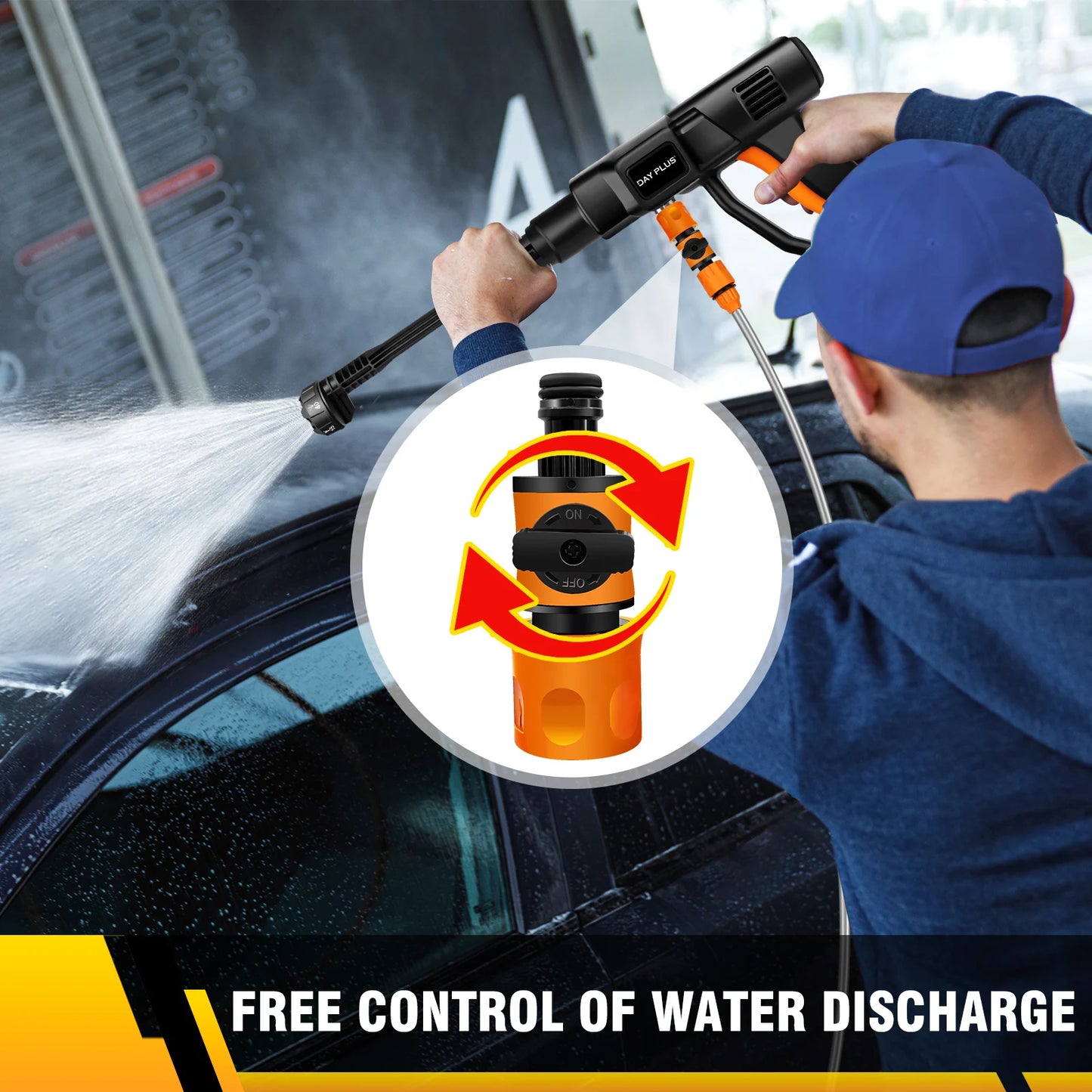 Cordless Pressure Washer, Portable Power Washer with 4.0Ah Battery 6-in-1 Nozzle, Handheld Brushless High-Pressure Car Washer