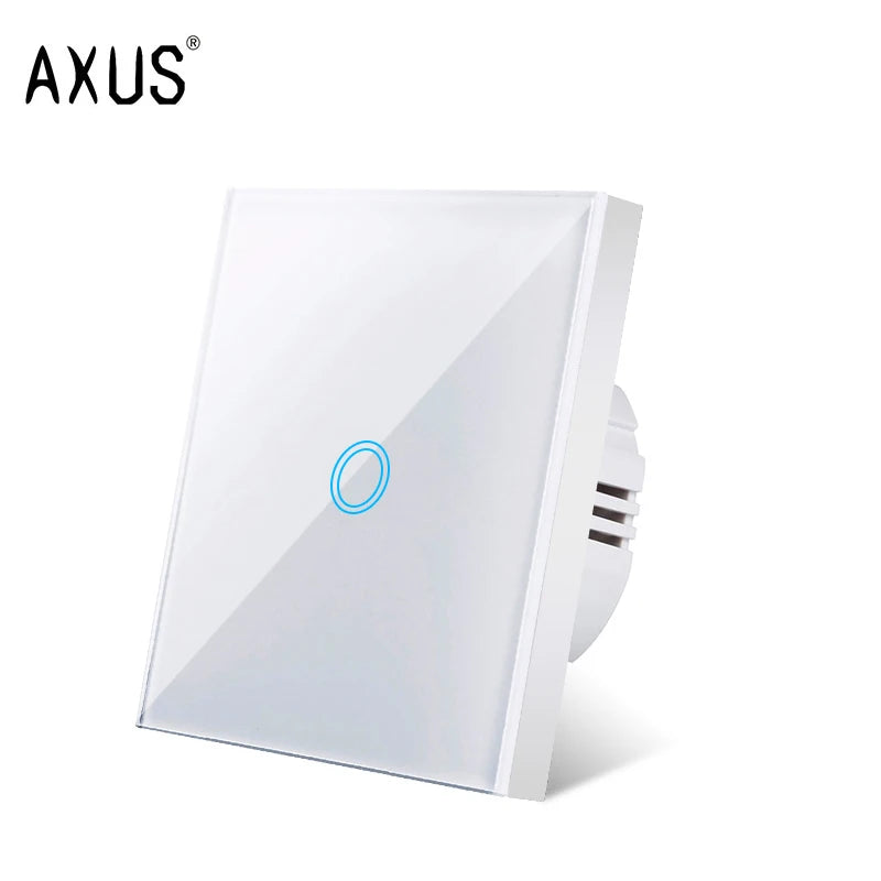 AXUS EU Touch Switch AC100-240V Led backlight Panel Tempered Crystal Glass wall Light sensory Switches 1/2/3 Gang Interruttore