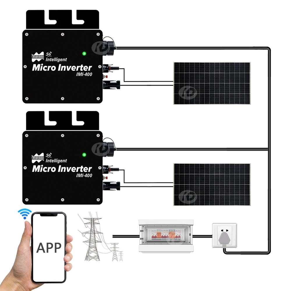 400W MPPT Grid Tie Micro Solar Inverter 220V 22-50VDC Pure Sine Wave MIcro-inverter With WiFi For Solar Panel PV Power System