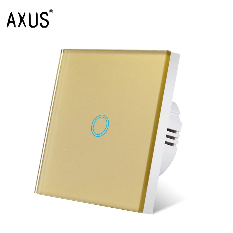 AXUS EU Touch Switch AC100-240V Led backlight Panel Tempered Crystal Glass wall Light sensory Switches 1/2/3 Gang Interruttore