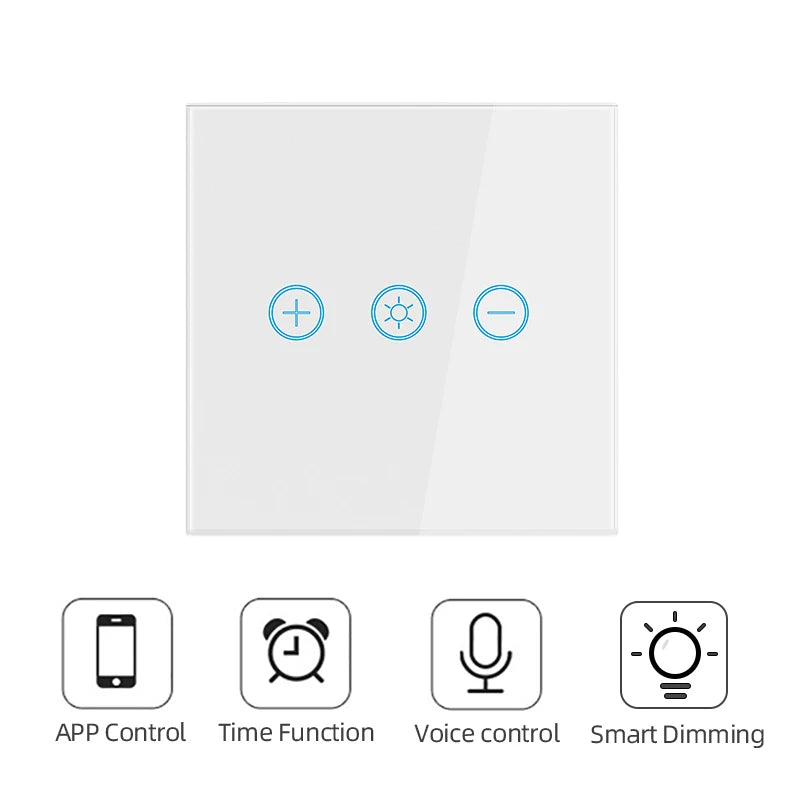 ANDELI Tuya WiFi Smart Dimmer Switch EU Smart Glass Panel Wall Touch Switch Smart life APP Control Works with Alexa Google Home