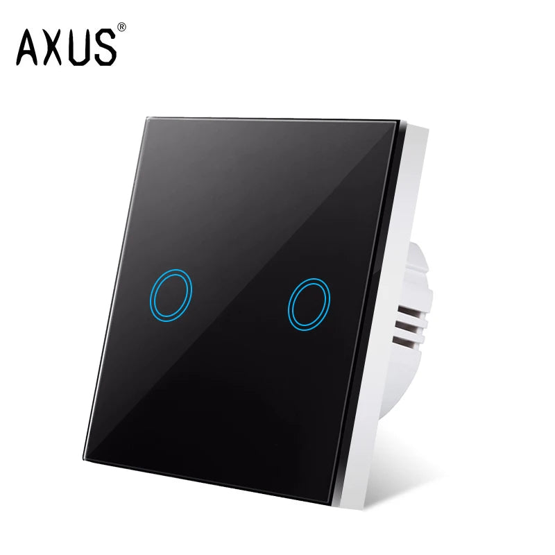 AXUS EU Touch Switch AC100-240V Led backlight Panel Tempered Crystal Glass wall Light sensory Switches 1/2/3 Gang Interruttore