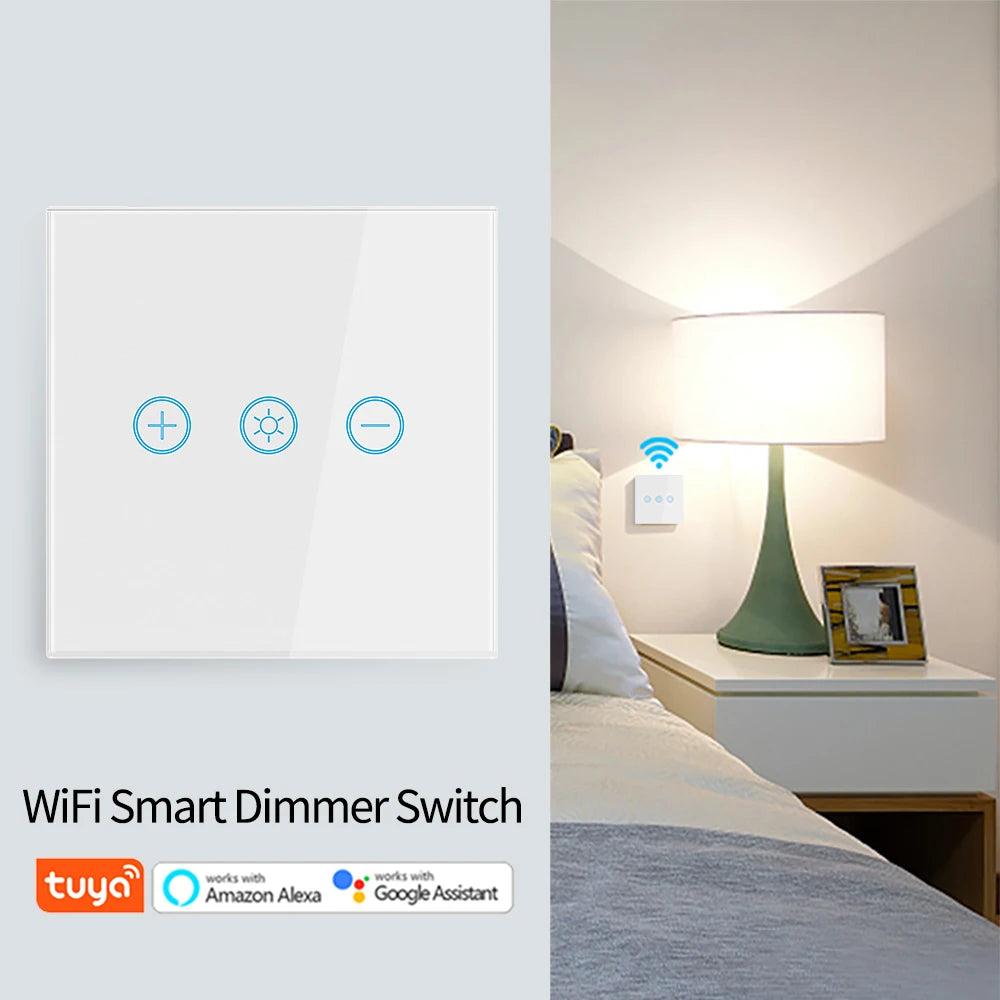 ANDELI Tuya WiFi Smart Dimmer Switch EU Smart Glass Panel Wall Touch Switch Smart life APP Control Works with Alexa Google Home