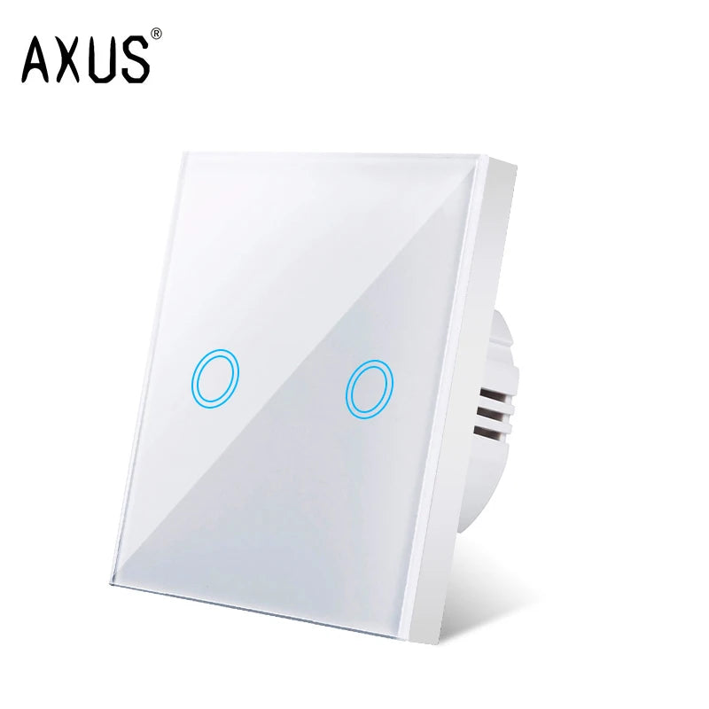 AXUS EU Touch Switch AC100-240V Led backlight Panel Tempered Crystal Glass wall Light sensory Switches 1/2/3 Gang Interruttore