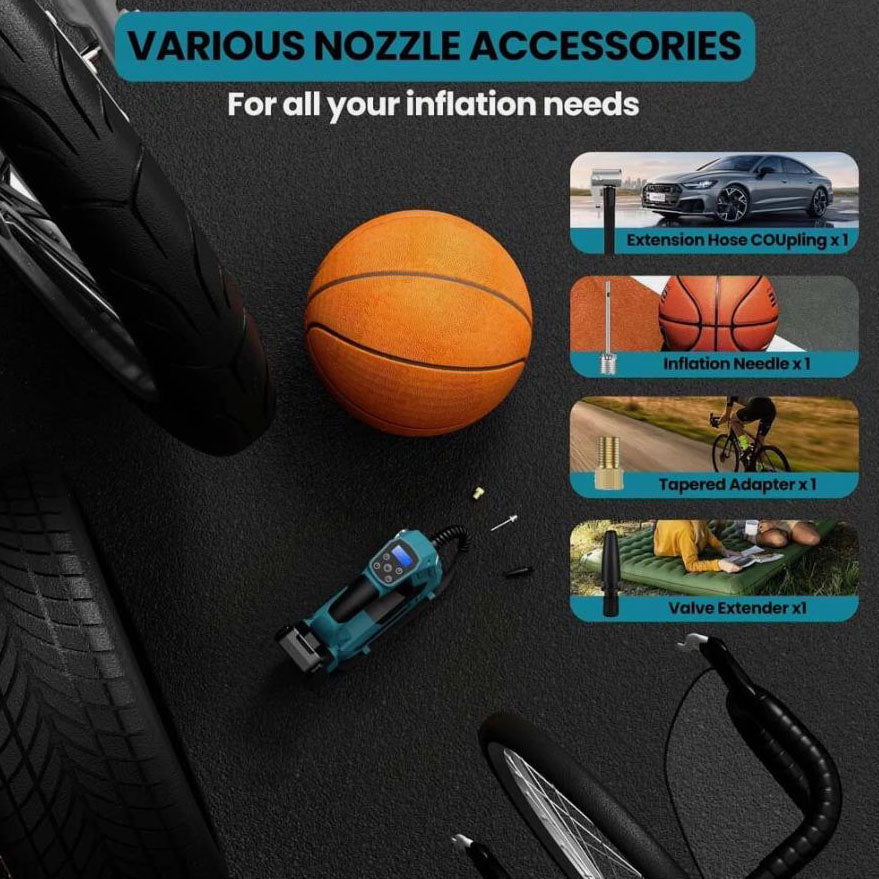 Cordless Car Tyre Inflator Pump Air Compressor Body For Makita 18V Battery Portable Inflatable Pump with LED Digital Display