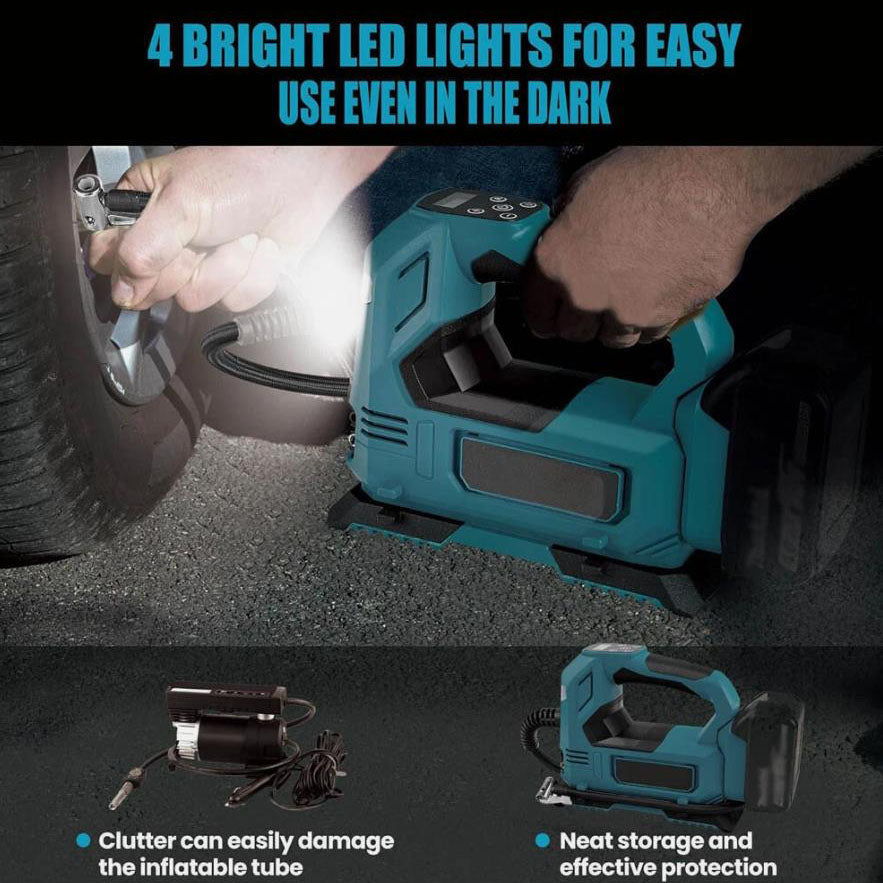 Cordless Car Tyre Inflator Pump Air Compressor Body For Makita 18V Battery Portable Inflatable Pump with LED Digital Display