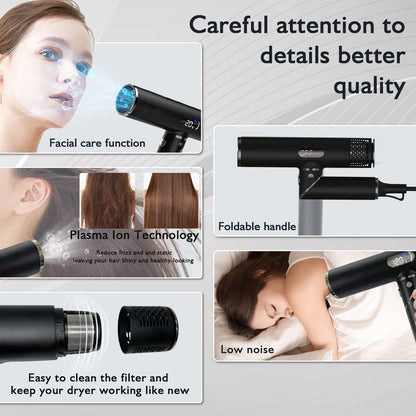 Light Weight 110000RPM High-Speed Brushless Motor  Ionic Hair Dryer with Nozzle Diffuser for Fast Drying