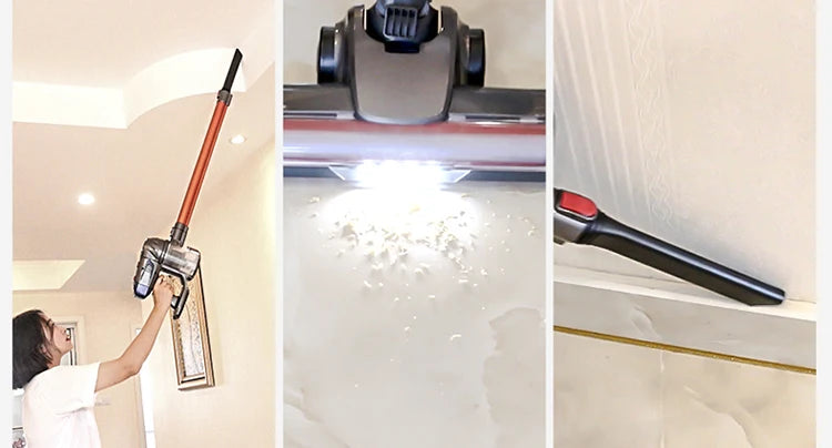 Wireless Handheld Vacuum Cleaner 20kPa Powerful Suction Dual Motor LED Lighting Detachable Battery Cordless Home Dust Cleaner