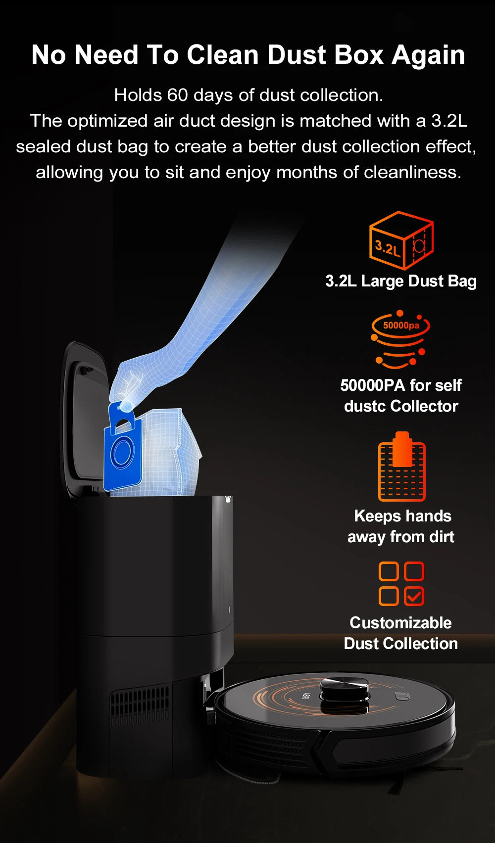 K30 Smart Self Empty Robot Vacuum Cleaner WIFI APP Laser Automatic Dirt Disposal Floor Carpet Dirt Best Quality OEM Price