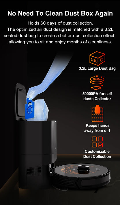 K30 Smart Self Empty Robot Vacuum Cleaner WIFI APP Laser Automatic Dirt Disposal Floor Carpet Dirt Best Quality OEM Price