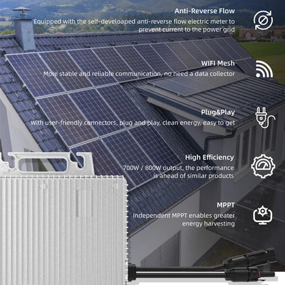 700W 800W Micro Solar Power Inverter Built in Wifi Monitoring IP67 Mini Solar Micro Inverter