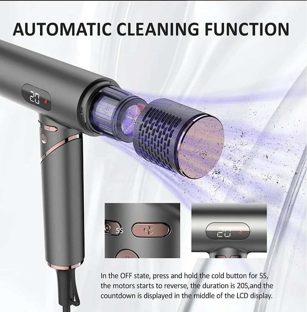 Light Weight 110000RPM High-Speed Brushless Motor  Ionic Hair Dryer with Nozzle Diffuser for Fast Drying