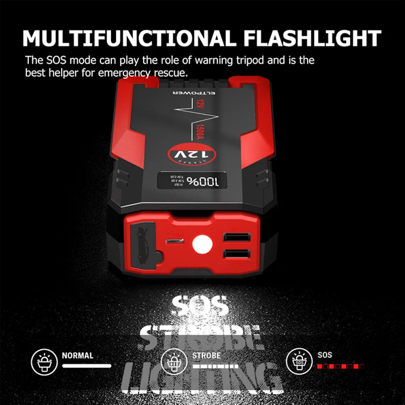 Factory Price 12V  Portable Car Jump Start Multifunction Jump Starter Power Bank with Flashlight Jump Starter