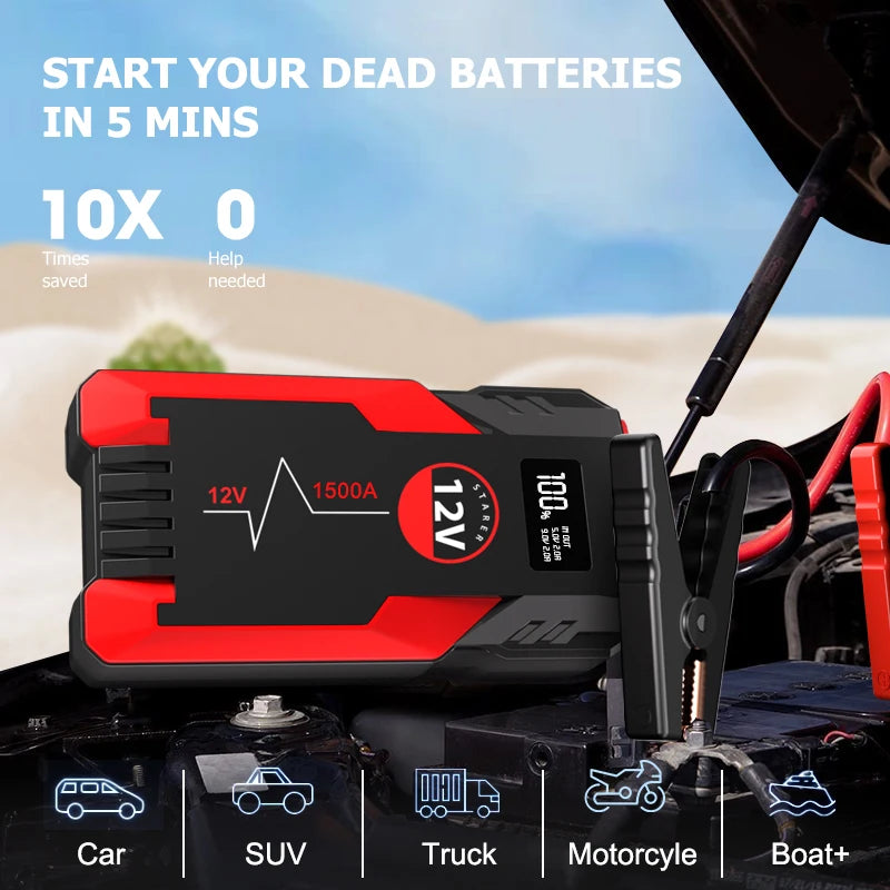 Factory Price 12V  Portable Car Jump Start Multifunction Jump Starter Power Bank with Flashlight Jump Starter