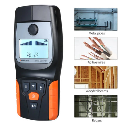 RuoShui 518 RTS Wall Scanner Metal Detector Find Metal Wood Studs Multifunction AC Cable Live Wire Scanner Warning Gold Detector
