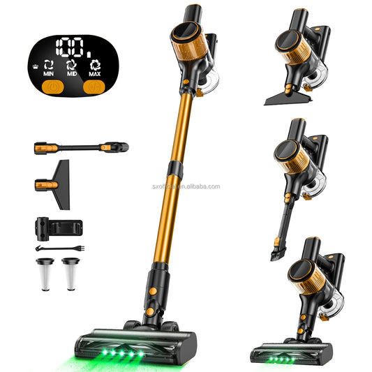 Cordless Cyclone Vacuum Cleaner with 3 Modes Anti-Tangle Suction & Lightweight Stick for Outdoor Household Car Use EU Plug Type