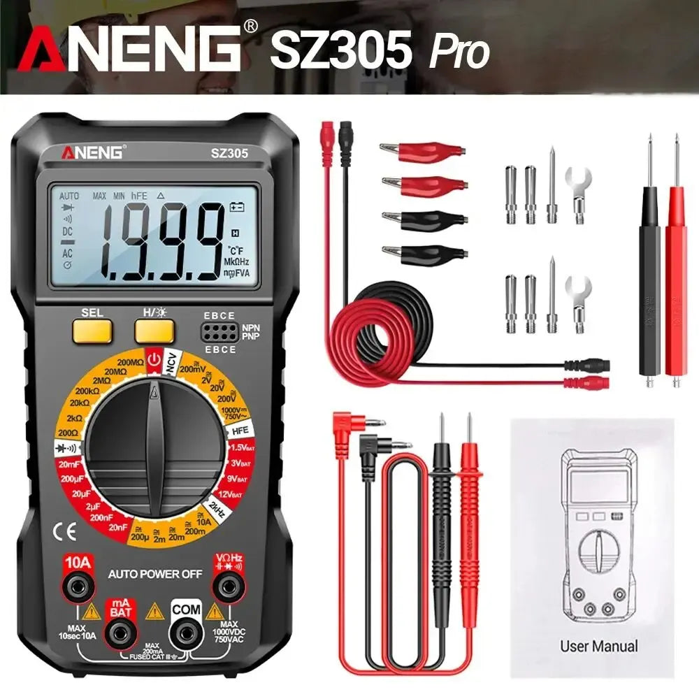 ANENG SZ305 Digital Multimete True RMS Handheld Multifunction High Precision Tester NCV AC/DC Votage Current Resistance Ohm Tool
