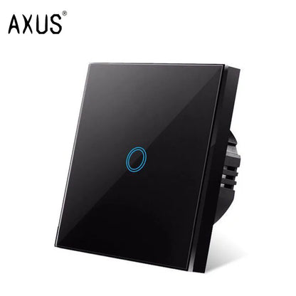 AXUS EU Touch Switch AC100-240V Led backlight Panel Tempered Crystal Glass wall Light sensory Switches 1/2/3 Gang Interruttore