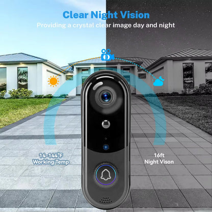 FREE Cloud Storage 1080P 2.4Ghz WiFi Wireless 5000mAh Battery Smart Video Doorbell IP65 Outdoor Door Security with USB Chime