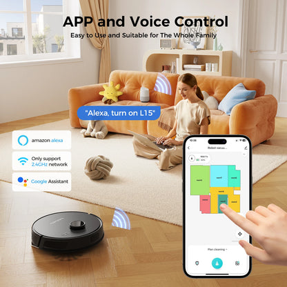 Lubluelu Robot Vacuum with Self Empty Station, Hands-Free Up to 60 Days,5000pa,Lidar Navigation,for Pet Hair, L15 PLUS