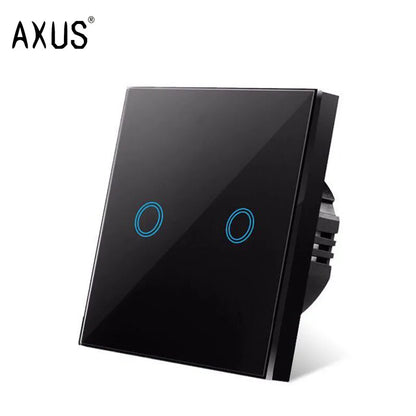 AXUS EU Touch Switch AC100-240V Led backlight Panel Tempered Crystal Glass wall Light sensory Switches 1/2/3 Gang Interruttore