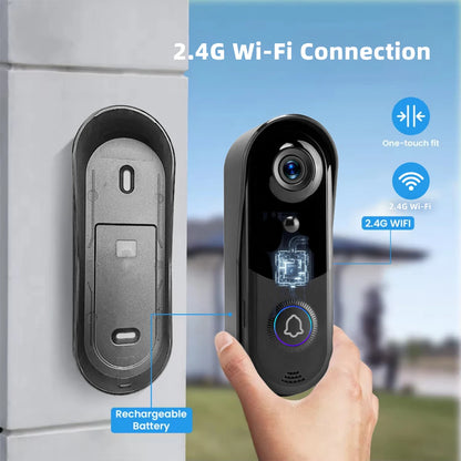 FREE Cloud Storage 1080P 2.4Ghz WiFi Wireless 5000mAh Battery Smart Video Doorbell IP65 Outdoor Door Security with USB Chime