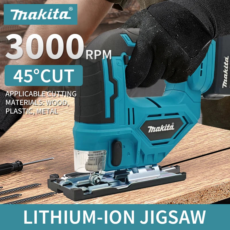 Makita 3000RPM Brushless Jigsaw 340W Electric Jig with Saw Blade 18v Cordless Barrel Handle Jigsaw For Makita Battery