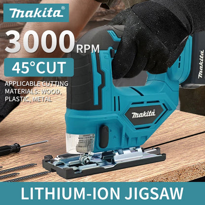 Makita 3000RPM Brushless Jigsaw 340W Electric Jig with Saw Blade 18v Cordless Barrel Handle Jigsaw For Makita Battery