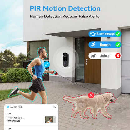 FREE Cloud Storage 1080P 2.4Ghz WiFi Wireless 5000mAh Battery Smart Video Doorbell IP65 Outdoor Door Security with USB Chime