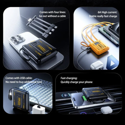 Mini 50000mAh PD22.5W Super Fast Charging Power Bank Large Capacity Comes with Detachable Two-wire Power Bank for IPhone Samsung