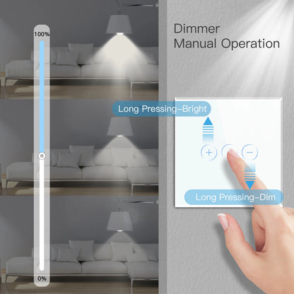 BSEED Touch Dimmer Switch 1Gang 1Way Led Dimmer 220V Wall Light Switch Crystal Glass Panel Blue Backlight Memory Function