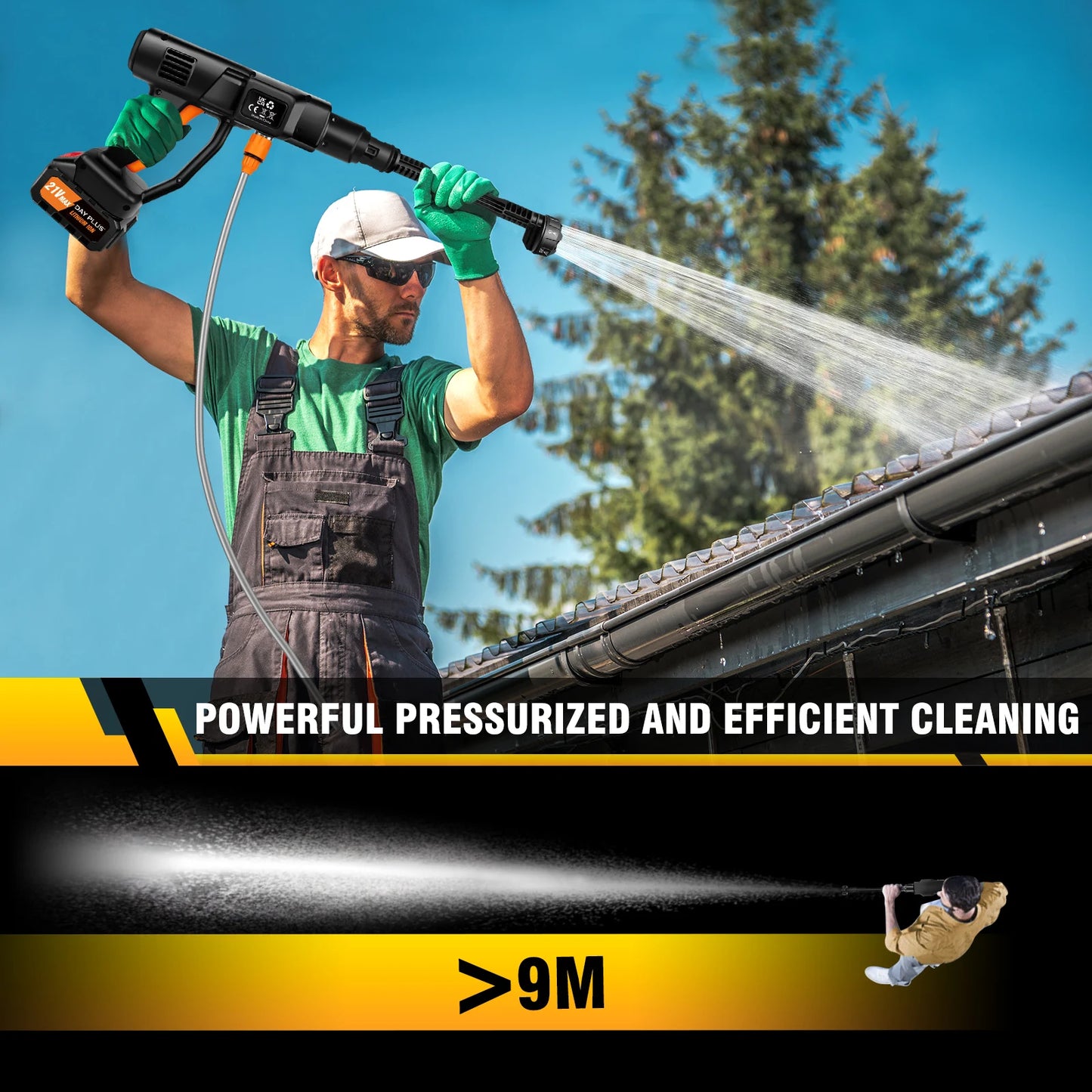 Cordless Pressure Washer, Portable Power Washer with  4.0Ah Battery 6-in-1 Nozzle, Handheld Brushless High-Pressure Car Washer