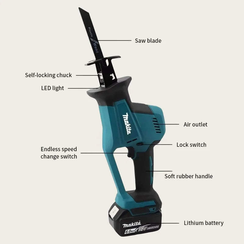 2025 For Makita 18V Cordless Electric Reciprocating Saw Brushless Rechargeable Wood Metal Cutting Saw Portable Power Tool
