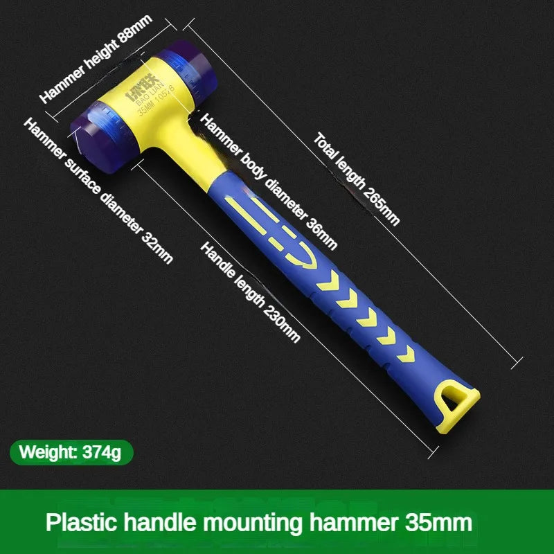 1 double headed installation hammer, 25mm to 45mm rubber hammer with rubber handle, detachable insulated installation hammer