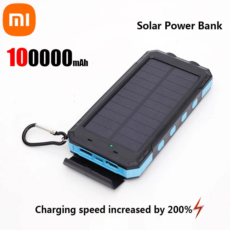 Xiaomi 200000mAh Solar Power Bank Portable Large Capacity Charger Compatible USB-A And USB-C With Flashlight For Xiaomi IPhone