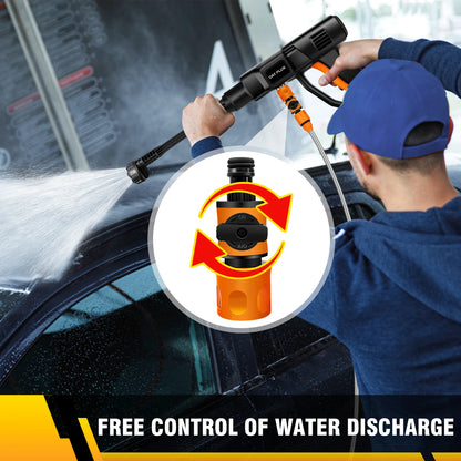 Cordless Pressure Washer, Portable Power Washer with  4.0Ah Battery 6-in-1 Nozzle, Handheld Brushless High-Pressure Car Washer