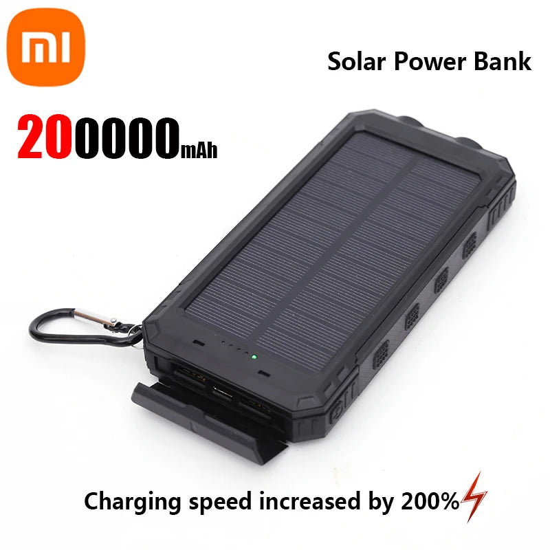 Xiaomi 200000mAh Solar Power Bank Portable Large Capacity Charger Compatible USB-A And USB-C With Flashlight For Xiaomi IPhone