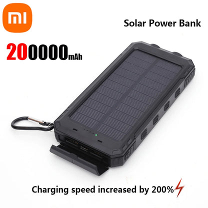Xiaomi 200000mAh Solar Power Bank Portable Large Capacity Charger Compatible USB-A And USB-C With Flashlight For Xiaomi IPhone