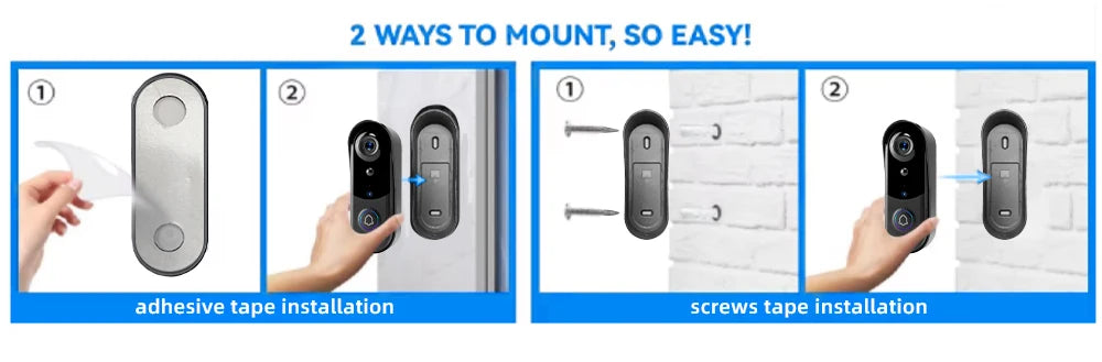 FREE Cloud Storage 1080P 2.4Ghz WiFi Wireless 5000mAh Battery Smart Video Doorbell IP65 Outdoor Door Security with USB Chime