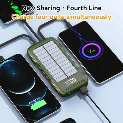 Xiaomi 100000mAh Solar Power Bank High Capacity 4 in 1 Built in Cables Intelligent Digital Display Laser Light for Samsung Apple